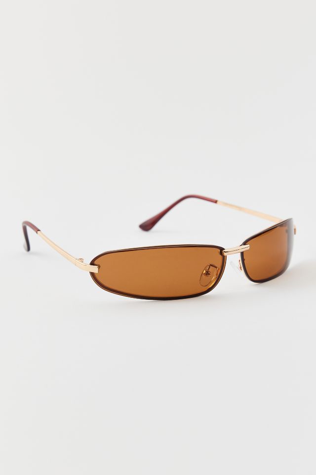 '90s Curved Rimless Shield Sunglasses #1