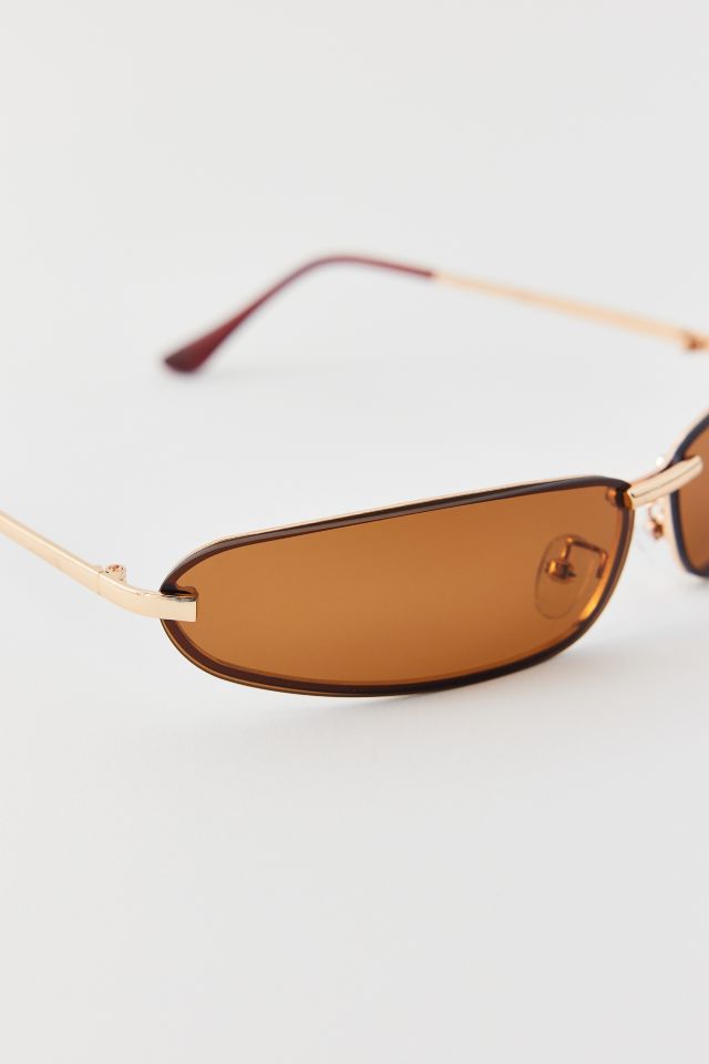 '90s Curved Rimless Shield Sunglasses #2