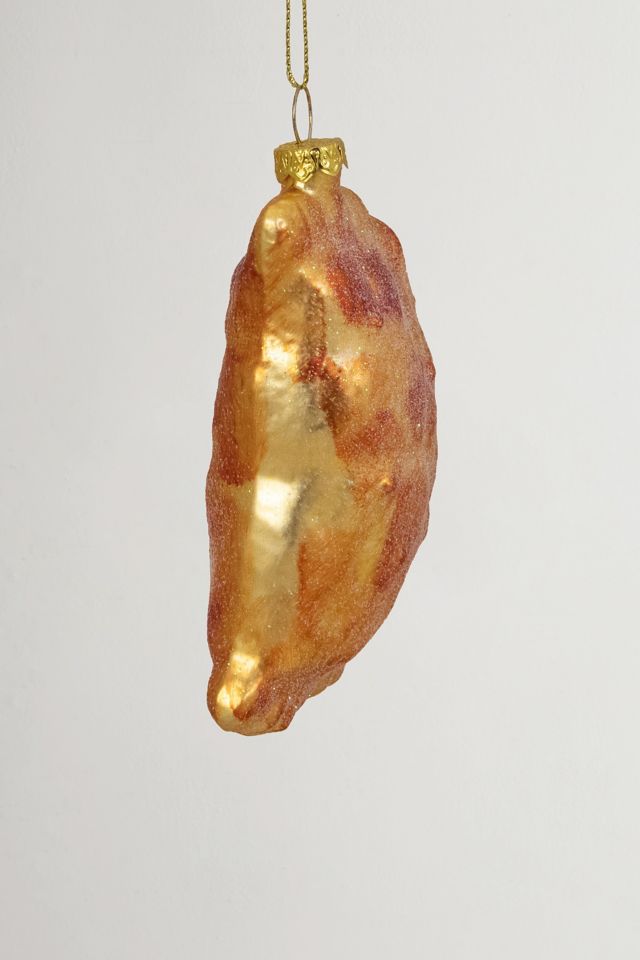 Golden Glittered Pierogi Glass Ornament #2
