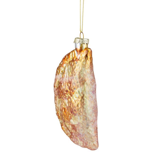 Golden Glittered Pierogi Glass Ornament #4