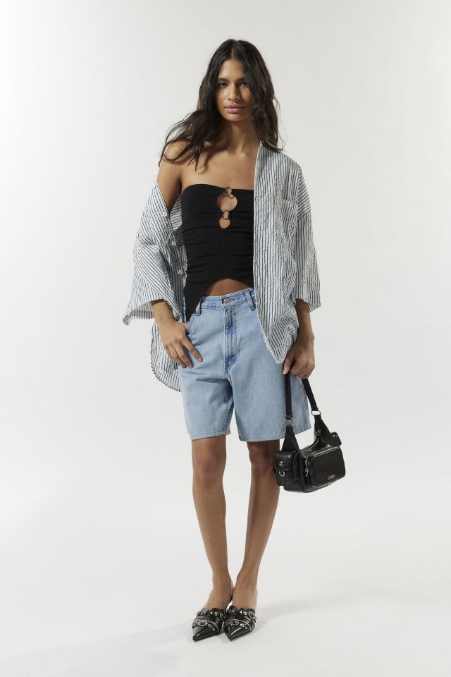 Silence + Noise Caprice Patterned Asymmetric Hem Tube Top #1