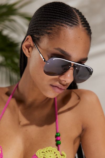 Urban Outfitters '80s Metal Aviator Sunglasses In Black, Women's At