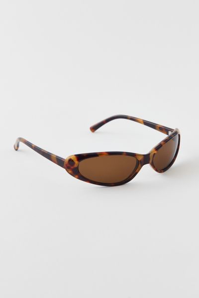 Urban Outfitters '90s Curved Slim Oval Sunglasses In Tort Brown, Women's At  In Tort Brown