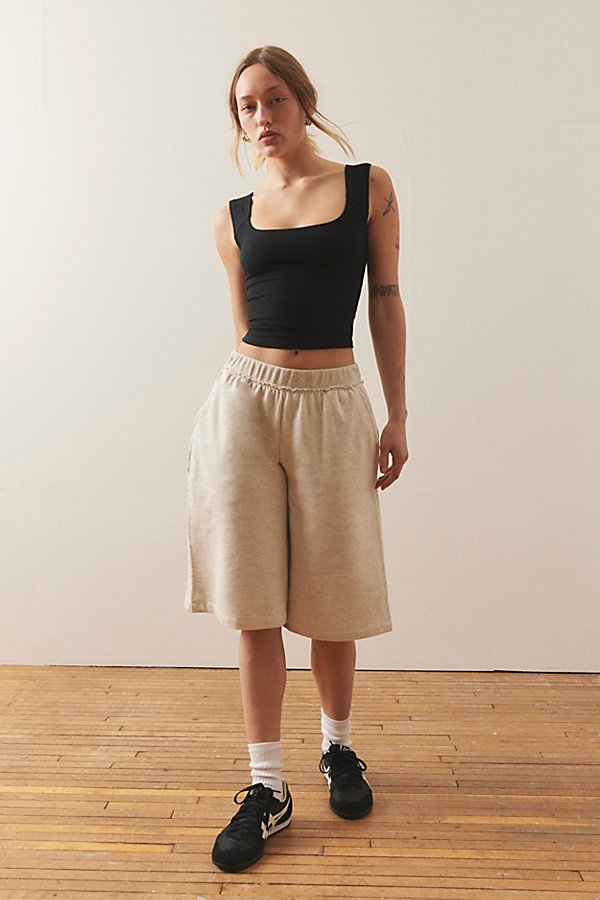 Out From Under Lived In Longline Sweatshort In Heather Grey, Women's At Urban Outfitters