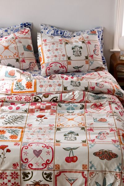 URBAN OUTFITTERS MARIANA TILE DUVET SET IN ASSORTED AT URBAN OUTFITTERS 