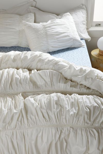 Shop Urban Outfitters Eliza Ruched Duvet Cover In White At