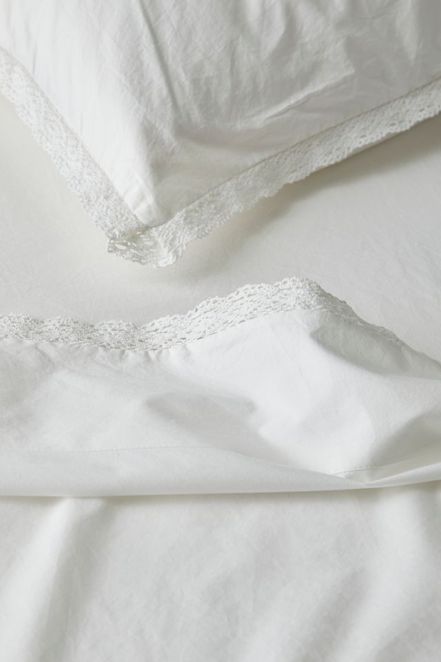 Eliza Breezy Cotton Percale Lace Trim Sheet Set Urban Outfitters