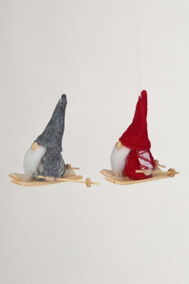 Skiing Gnomes Ornament Set of 2 #1