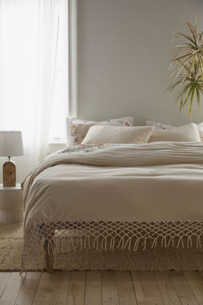 Shop Urban Outfitters Festival Jersey Fringe Duvet Cover Top In Sand At