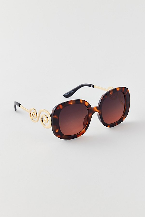 Shop Urban Outfitters Penny Swirl Oversized Square Sunglasses In Tort Gold, Women's At