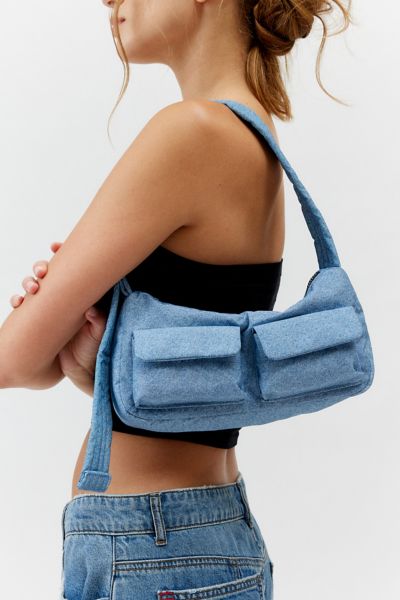 Baggu Cargo Nylon Shoulder Bag In Digital Denim, Women's At Urban Outfitters In Blue
