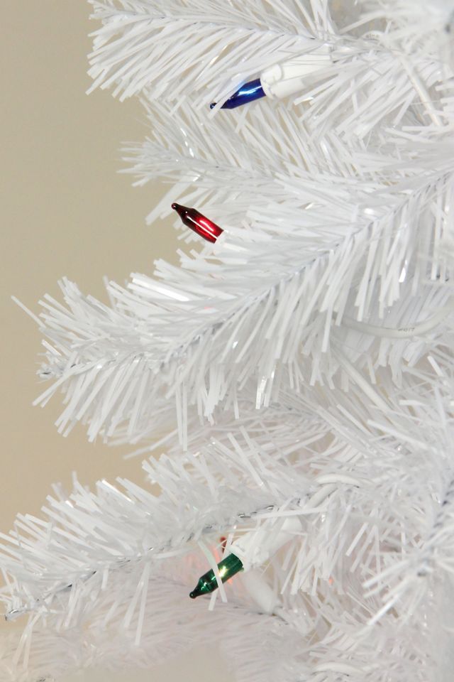 Pre-Lit 2ft White Tinsel Artificial Christmas Tree #1