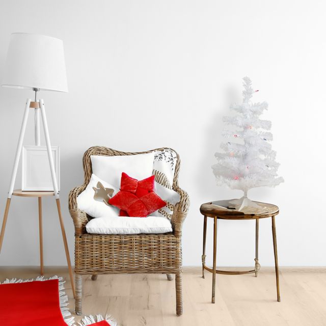Pre-Lit 2ft White Tinsel Artificial Christmas Tree #3