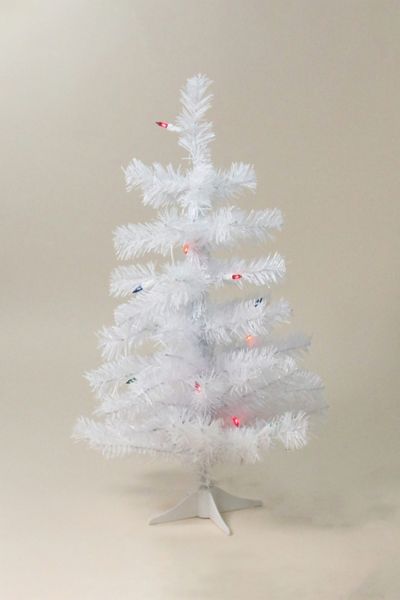Pre-Lit 2ft White Tinsel Artificial Christmas Tree