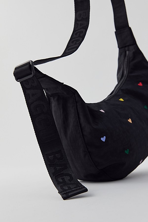 Baggu Embroidered Medium Nylon Crescent Bag In Embriodered Hearts, Women's At Urban Outfitters