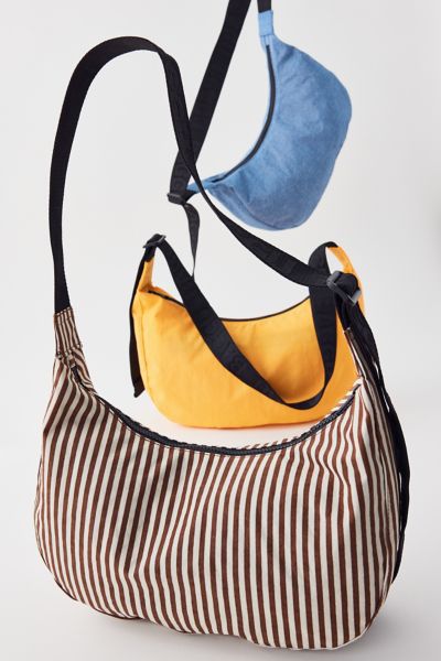 Baggu Small Nylon Crescent Bag In Brown Stripe, Women's At Urban Outfitters In Blue