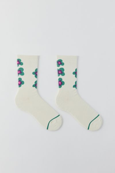 Urban Outfitters Stacked Flowers Crew Sock In Green, Men's At