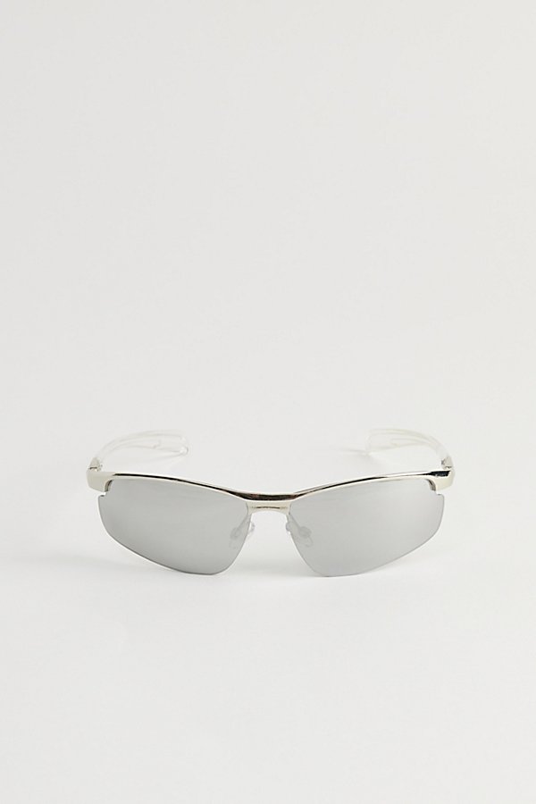 Shop Urban Outfitters Nikko Metal Shield Sunglasses In Silver, Men's At