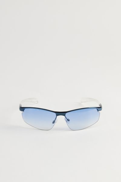 Shop Urban Outfitters Nikko Metal Shield Sunglasses In Blue, Men's At