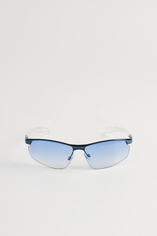 Shop Urban Outfitters Nikko Metal Shield Sunglasses In Blue, Men's At