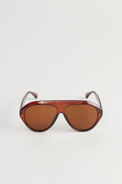 Shop Urban Outfitters Jacob Plastic Aviator Sunglasses In Tan, Men's At