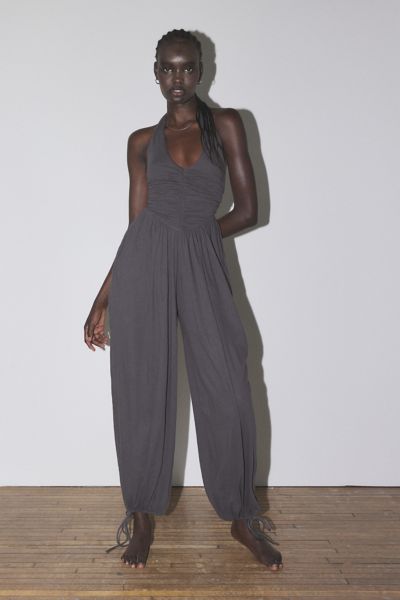 Shop Out From Under Beach To Bar Halter Jumpsuit In Black, Women's At Urban Outfitters