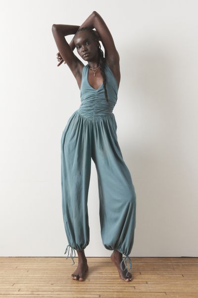 Shop Out From Under Beach To Bar Halter Jumpsuit In Slate, Women's At Urban Outfitters