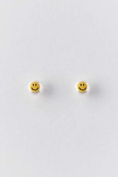Urban Outfitters Delicate Pearl Happy Face Stud Earring In Happy, Women's At