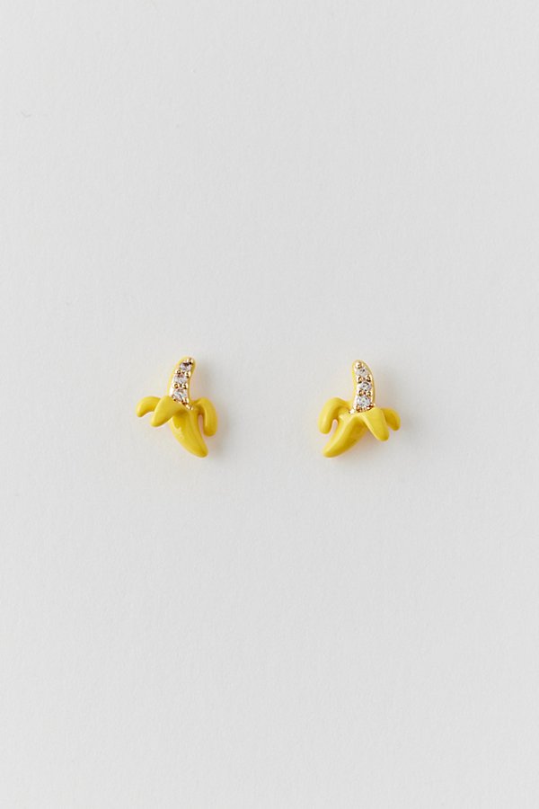 Urban Outfitters Delicate Rhinestone Banana Earring In Yellow, Women's At