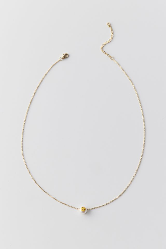 Delicate Pearl Happy Face Charm Necklace #1