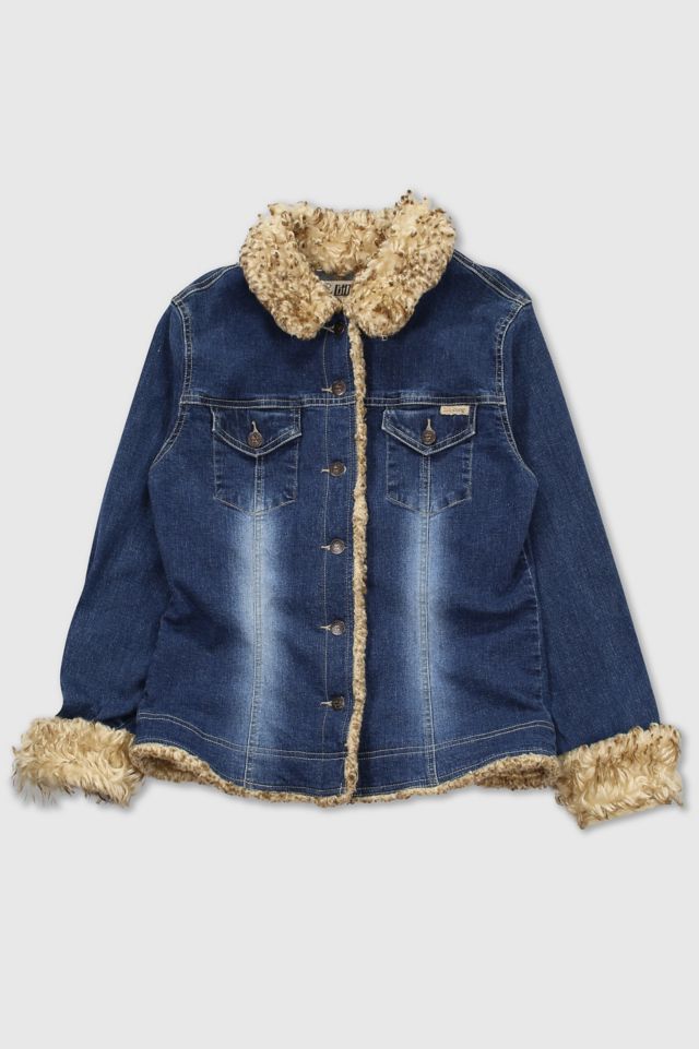 Vintage Y2K Billabong Faux Fur Trim Denim Jacket Urban Outfitters