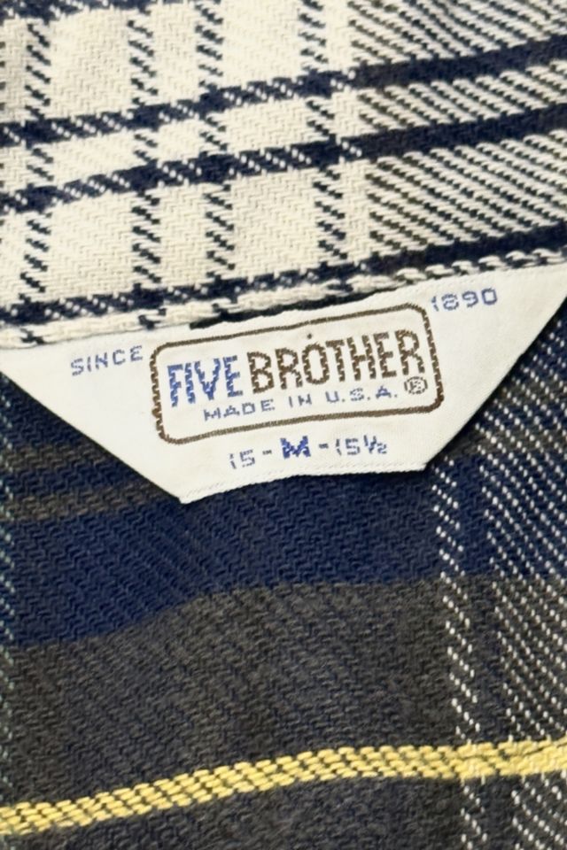 Vintage 1980's Five Brothers Union USA Plaid Flannel Button Down