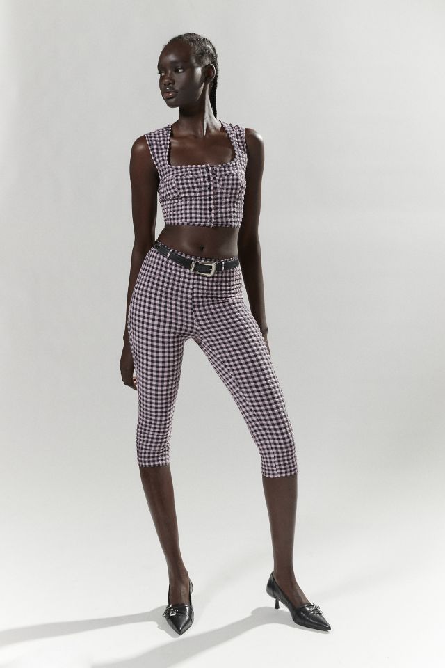 Gingham high hot sale waisted pants