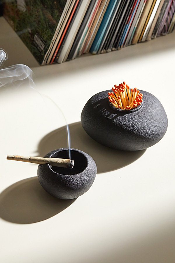 Shop Houseplant Pebble Match Striker & Ashtray In Black At Urban Outfitters
