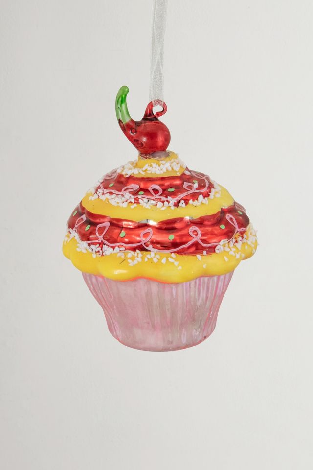 Cupcake with Cherry Glass Ornament #2