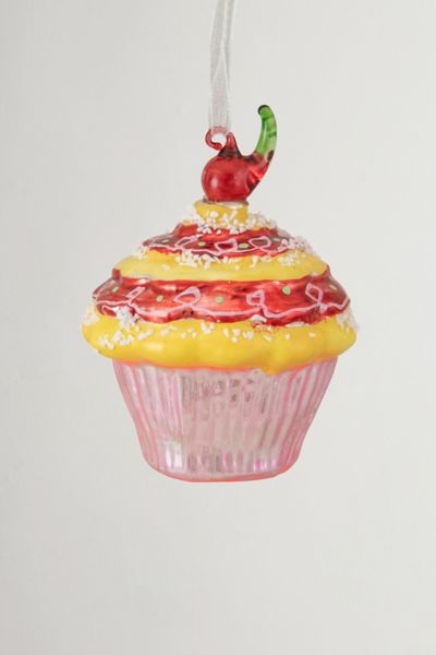 Cupcake with Cherry Glass Ornament