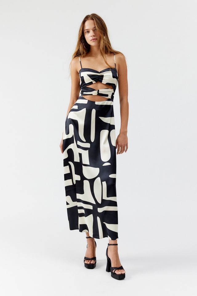 4th and reckless black and white dress 4th & Reckless x Loz Vassallo tulum knitted stripe maxi beach dress in black  and white