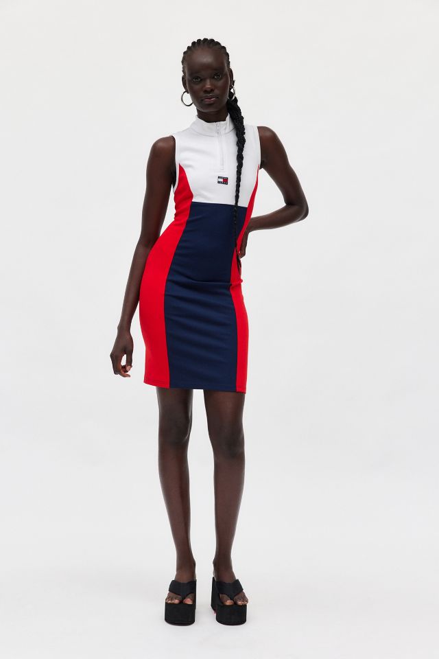 Tommy Jeans Badge Colorblocked Mock Neck Mini Dress #4