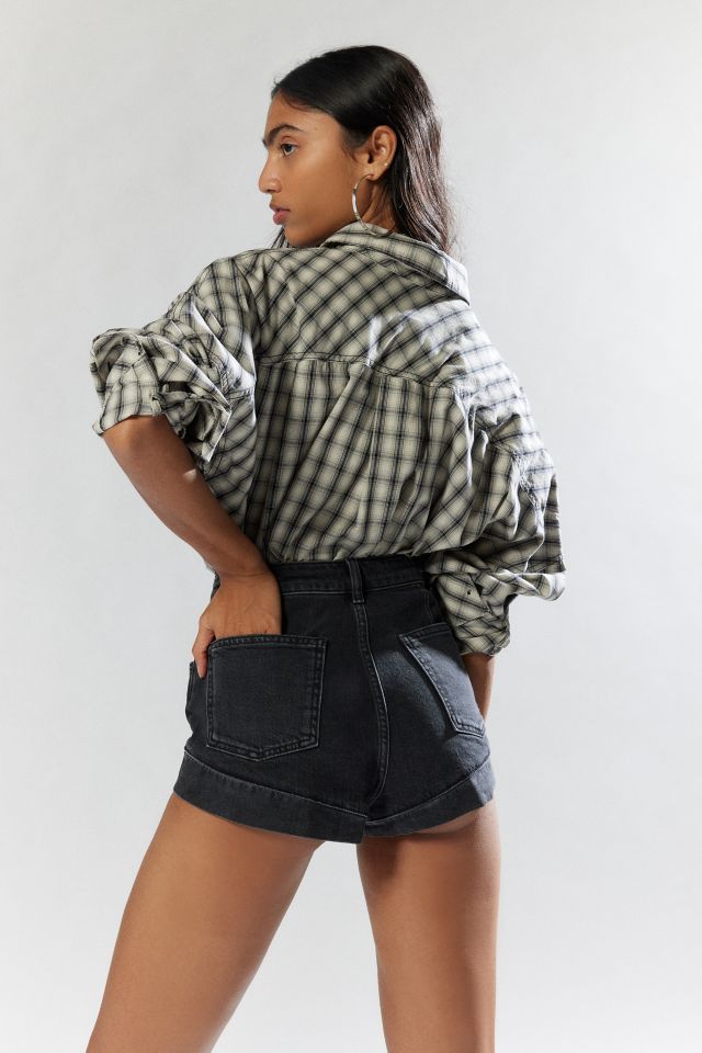 Silence + Noise High-Waisted Curved Hem Denim Micro Short #2