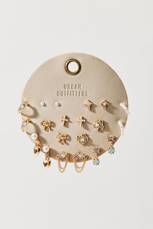 Pearl And Gem Post & Hoop Earring Set #1