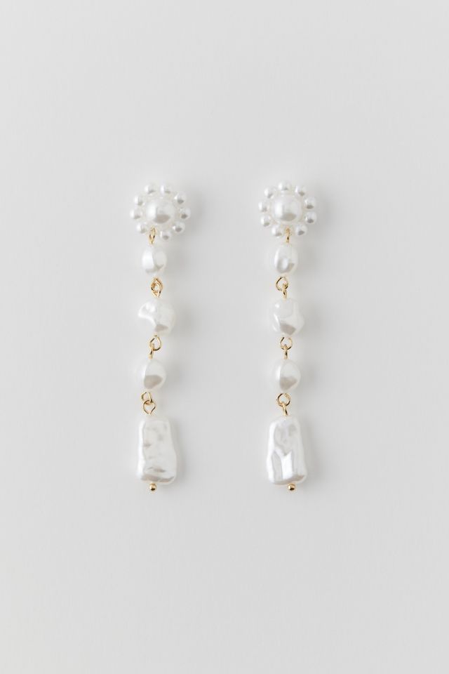 Pearl flower drop on sale earrings