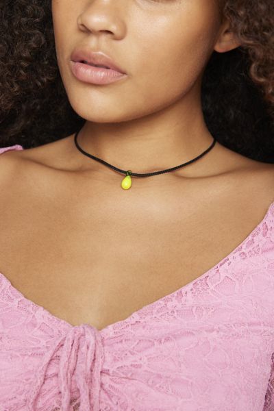 Glass Lemon Charm Corded Necklace