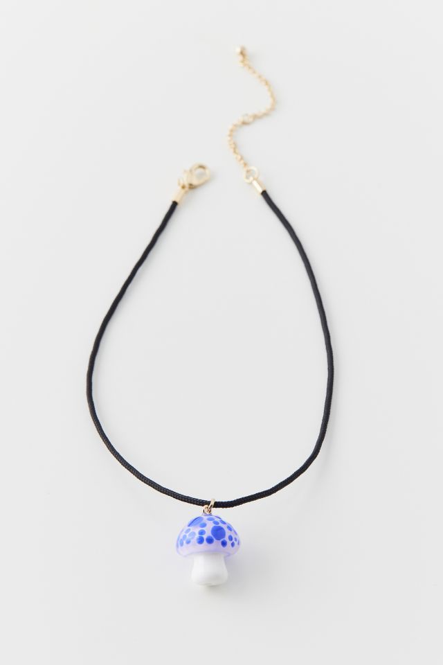 Glass Mushroom Corded Necklace #2