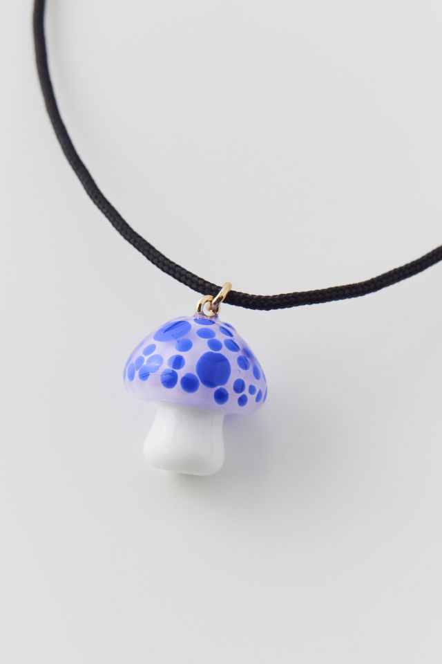 Glass Mushroom Corded Necklace #3