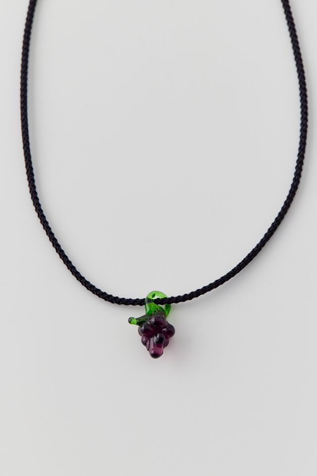 Glass Grape Corded Necklace