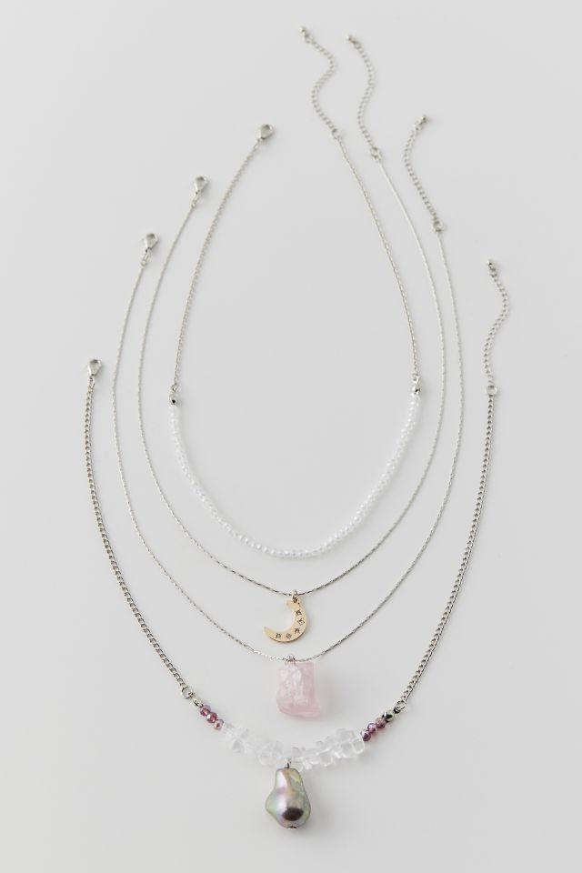 Sydney Moon & Pearl Layering Necklace Set #1