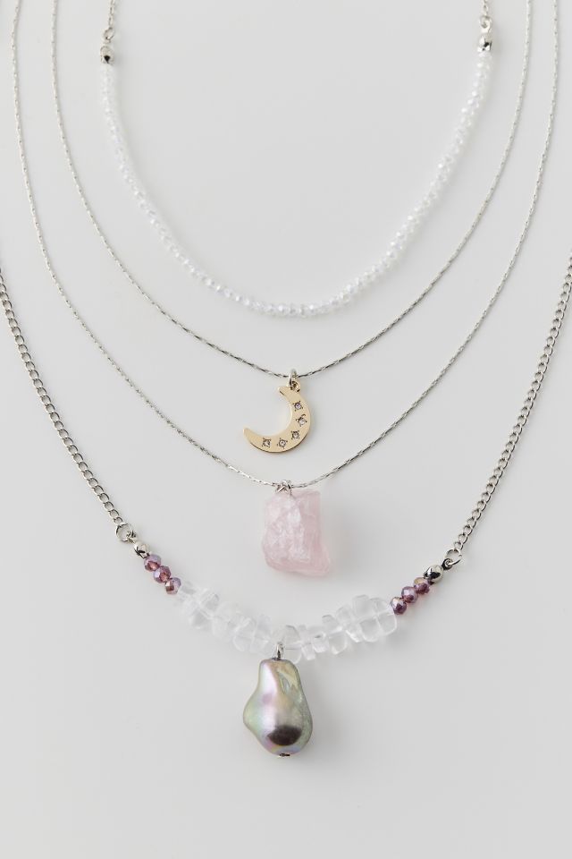 Sydney Moon & Pearl Layering Necklace Set #2