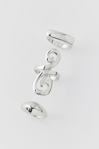 Urban Outfitters Modern Swirl Ring Set In Silver, Women's At