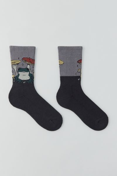 Frog & Mushroom Pattern Crew Sock