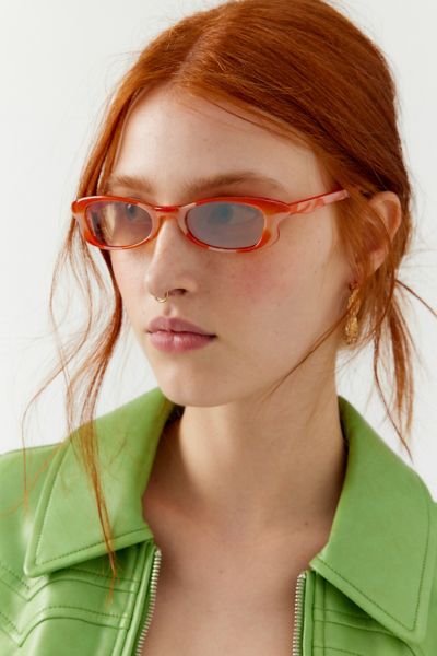 Shop Urban Renewal Vintage Allsorts Rectangle Sunglasses In Orange, Women's At Urban Outfitters